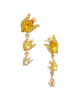 Oscar De La Renta Oscar De La Renta Rose Crystal 3-Drop Earrings