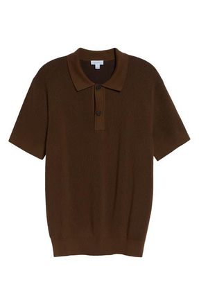 Sunspel Bicolor Cotton Rib Polo in Bronze at Nordstrom, Size Xx-Large