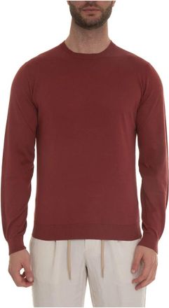 Hindustrie Ultralight Slim Fit Katoenen Pullover - Heren - Ronde hals truien - Rood - M - Katoen - Truien & Vesten