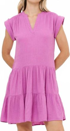 Oliphant Roll Sleeve Dress In Bahama Purple