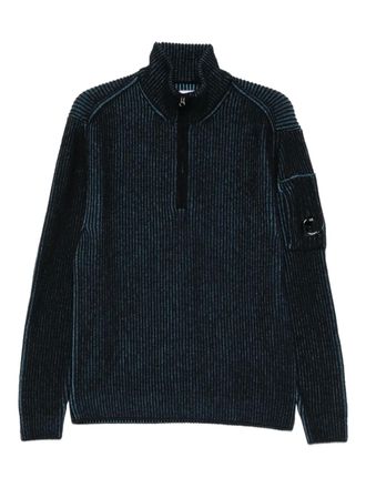 C.P. Company logo-patch sweater - men - Fabric - L - Blue
