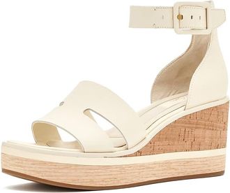 Franco Sarto L-Madaya Strappy Sandals Womens Wedge Shoes Marshmallow White Leather : 8.5 M