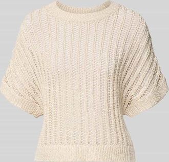 Comma Strickpullover mit 1/2-Arm und Rundhalsausschnitt in Sand, Gr&ouml;&szlig;e L