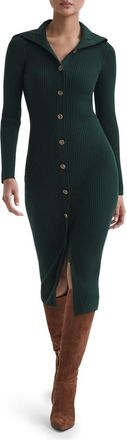Reiss Maria Long Sleeve Rib Maxi Dress in Green at Nordstrom Rack, Size X-Large