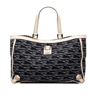 Gucci Tweedehands 85ste Verjaardag Canvas Logo Abbey D Ring Tote