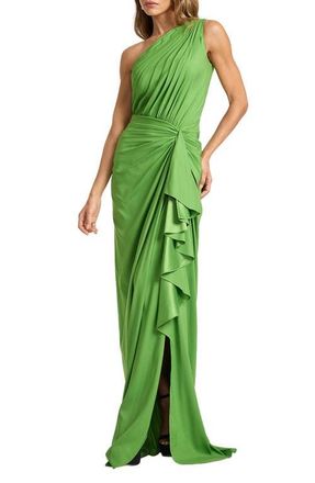 Tadashi Shoji Lena Waterfall Drape Gown in Cactus at Nordstrom, Size 14