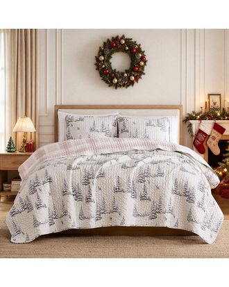 Southshore Fine Linens Frosted Pines Oversized Christmas Quilt Set