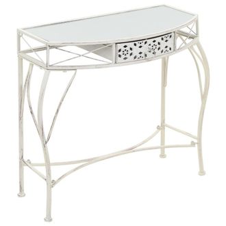 Berkfield Home Side Table French Style Metal 82x39x76 cm White | Size: 82 x 39 x 76 cm