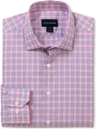 Scott Barber Newport M&eacute;lange Poplin Button-Up Shirt in Berry at Nordstrom Rack, Size Xx-Large
