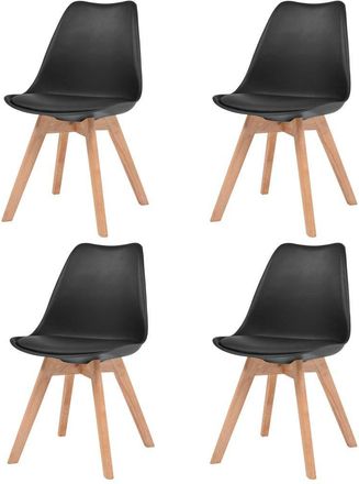 vidaXL Vidaxl Sillas De Comedor 4 Unidades Pl&aacute;stico Negro