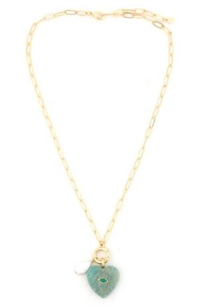 Panacea Amazonite & Freshwater Pearl Pendant Necklace in Green at Nordstrom