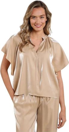 Nukus Taylor Top Shiny - Dames - Blouses - Beige - L - Polyester - Overhemden