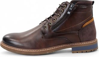 Infinity Leather Mens Brown Biker Lace-Up Ankle Boots