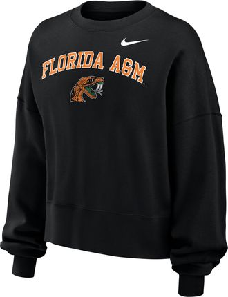 Nike Womens College (Florida A&M University) Phoenix Fleece Crewneck Sweatshirt in Black | W33302FAMU26-BLK