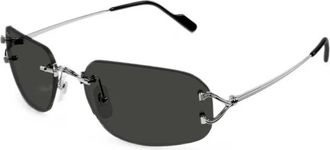 Cartier Rechthoekige Zonnebril - unisex - Accessoires - Grijs - Maat: 58 MM