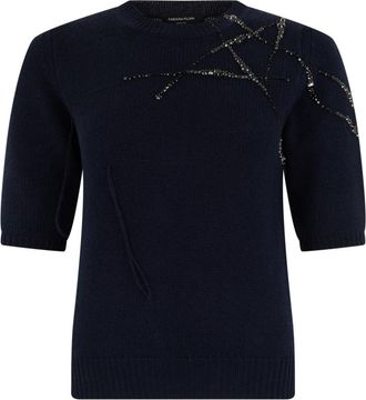 Fabiana Filippi Ronde hals gebreid - Dames - Ronde hals truien - Blauw - M - Wol - Truien & Vesten