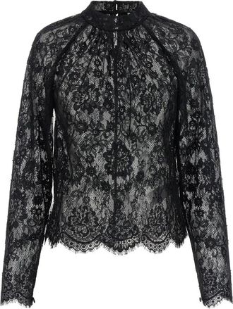 Self Portrait Semi-transparante kanten blouse - Dames - Blouses - Zwart - L - Overhemden