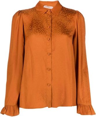Twinset Elegante Bruine Lange Mouwen Shirt - Dames - Overhemden - Bruin - XS - Overhemden