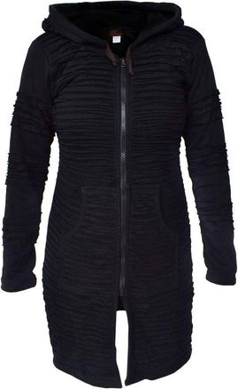 Gheri Women Cotton Fleece Lined Razor Cut Long Gothic Coat Black X-Large