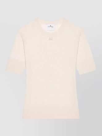 Courr&egrave;ges short sleeves knitwear round neck ribbed hem