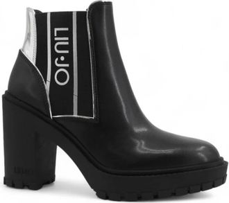 Liu Jo Leren Enkellaarsjes met Logo - Dames - Laarzen met Hak - Zwart - 36 EU - Leer - Schoenen