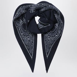 Destin Navy blue triangular bandana scarf in wool