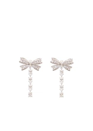 Self Portrait Bow Design Brass Earrings With Crystal Accents