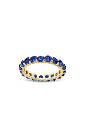 Sterling Forever Gracie Cubic Zirconia Eternity Ring in Gold/Sapphire at Nordstrom, Size 10