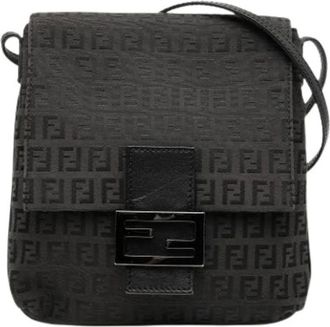 Fendi Pre-owned Cross Body Bags, female, Black, Size: ONE SIZE Pre-owned Canvas Crossbody Bag