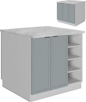 Vicco Isla De Cocina Fame-line, Azul Claro-gris, 90 Cm Sin Encimera, Vicco