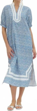 Entro Floral Print Midi Dress In Blue/ White