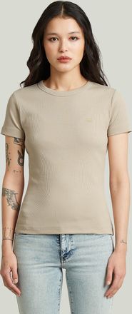 G-Star Slim Rib T-Shirt - Beige - Dames