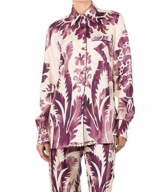 F.R.S. For Restless Sleepers Talo Velvet Pajama Top In Damascus Pink