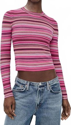 Pistola Denim Madison Striped Sweater In Pink Brown Multi