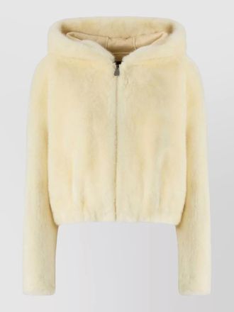 Pinko faux fur hooded coat long sleeves
