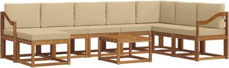 vidaXL Conjunto De Sof&aacute;s De Exterior 9 Uds. Natural Y Beige Vidaxl