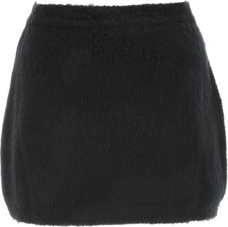 Miu Miu Womens Stretch Wool Blend Mini Skirt Black
