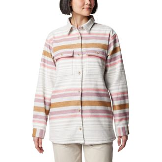 Columbia Blue Point Creek Shirt Jacket Womens Multi Striped Button Up JAX778
