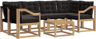 vidaXL Conjunto De Sof&aacute;s De Exterior 7 Uds. Blanco Y Negro Vidaxl