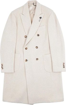 Lardini Double-Breasted Coats, male, Beige, Size: XL Double-Breasted Coats