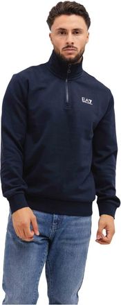 Emporio Armani 8Npm 35 Quarter Zip Sweater - Heren - Vesten met rits - Blauw - S - Katoen - Hoodies & sweatvesten