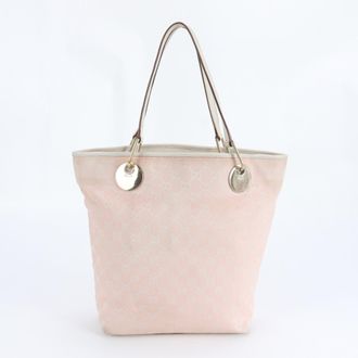 Gucci Pink Leather Canvas Tote Bag (Pre-Owned)