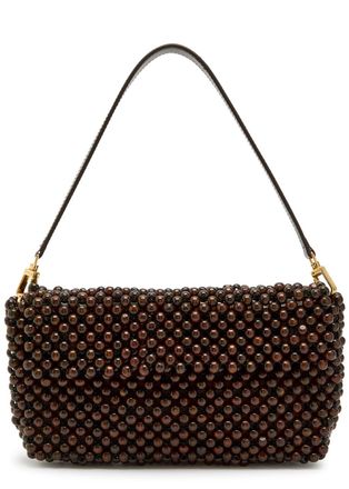Staud Timmy Beaded Shoulder bag - Dark Brown - One Size