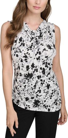 Halston Heritage Printed Cowl Neck Jersey Top