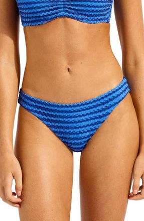 Seafolly Stripe Bikini Bottoms in Sapphire at Nordstrom, Size 12 Us