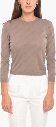Balenciaga Maglia Crop con Lettering Ton-sur-ton Allover Balenciaga