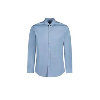Dsquared2 Stretch Poplin Shirt - Heren - Casual Overhemden - Blauw - S - Katoen - Overhemden