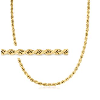 Ross-Simons 4mm 18kt Gold Over Sterling Rope-Chain Necklace