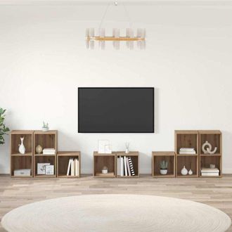 vidaXL Vidaxl - Juego De Muebles De Tv 8 Pcs Roble Artesanal 37 X 35 X 72 Cm