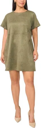 Vince Camuto Faux Suede Paneled Shift Minidress in Emerald Leaf at Nordstrom, Size 3X